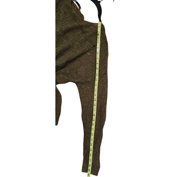 ZARA Distressed Knit Sweater Women’s Sze L Olive GreenLoose Open Weave Wool Boho - Picture 12 of 15